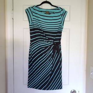 Aqua and Black Striped Dress